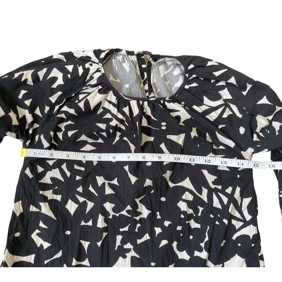 Everlane Black White Floral Seersucker Dress 3/4 Sleeve Pockets XXS - Picture 8 of 15